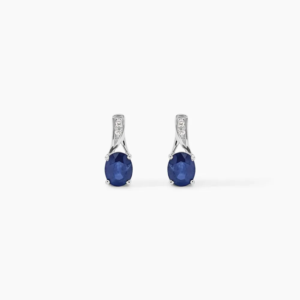 Marc Orian Anniversaire De Mariage|Boucles D'Oreilles Mariage > Boucles D'oreilles Puces Charmante Or Blanc Saphir Et Diamant
