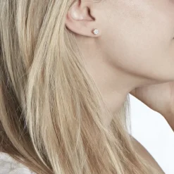 Boucles D'oreilles Puces Charlene Or Jaune Diamant Synthetique