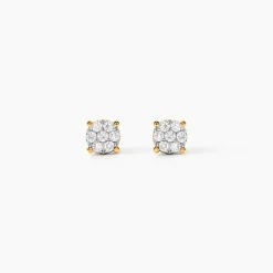 Boucles D'oreilles Puces Charlene Or Jaune Diamant Synthetique