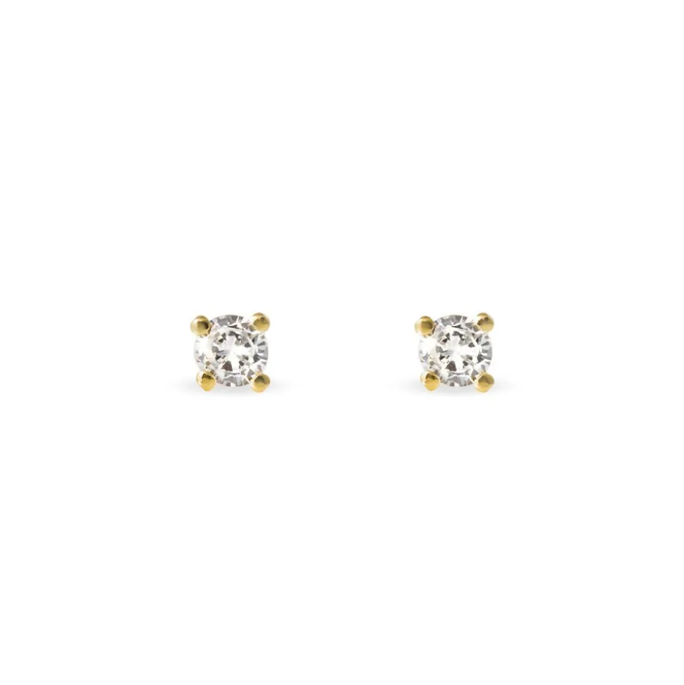 Boucles D'oreilles Puces Clavie Or Jaune Diamant