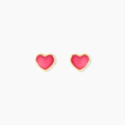 Boucles D'oreilles Puces Coeurs Or Jaune