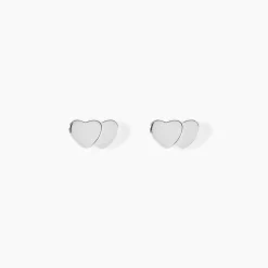 Marc Orian Boucles D'Oreilles Argent|Boucles D'Oreilles Cœur > Boucles D'oreilles Puces Collinette Argent Blanc