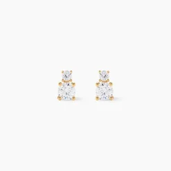 Boucles D'oreilles Puces Constancia Or Jaune Oxyde De Zirconium
