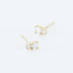 Boucles D'oreilles Puces Constancia Or Jaune Oxyde De Zirconium