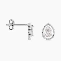 Boucles D'oreilles Puces Cyra Argent Blanc Oxyde De Zirconium