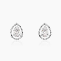Boucles D'oreilles Puces Cyra Argent Blanc Oxyde De Zirconium
