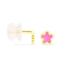 Boucles D'oreilles Puces Damia Fleur Or Jaune Nacre