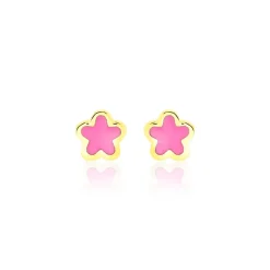 Boucles D'oreilles Puces Damia Fleur Or Jaune Nacre