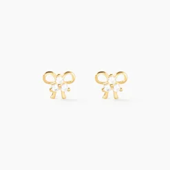 Boucles D'oreilles Puces Darina Noeud Or Jaune Oxyde De Zirconium