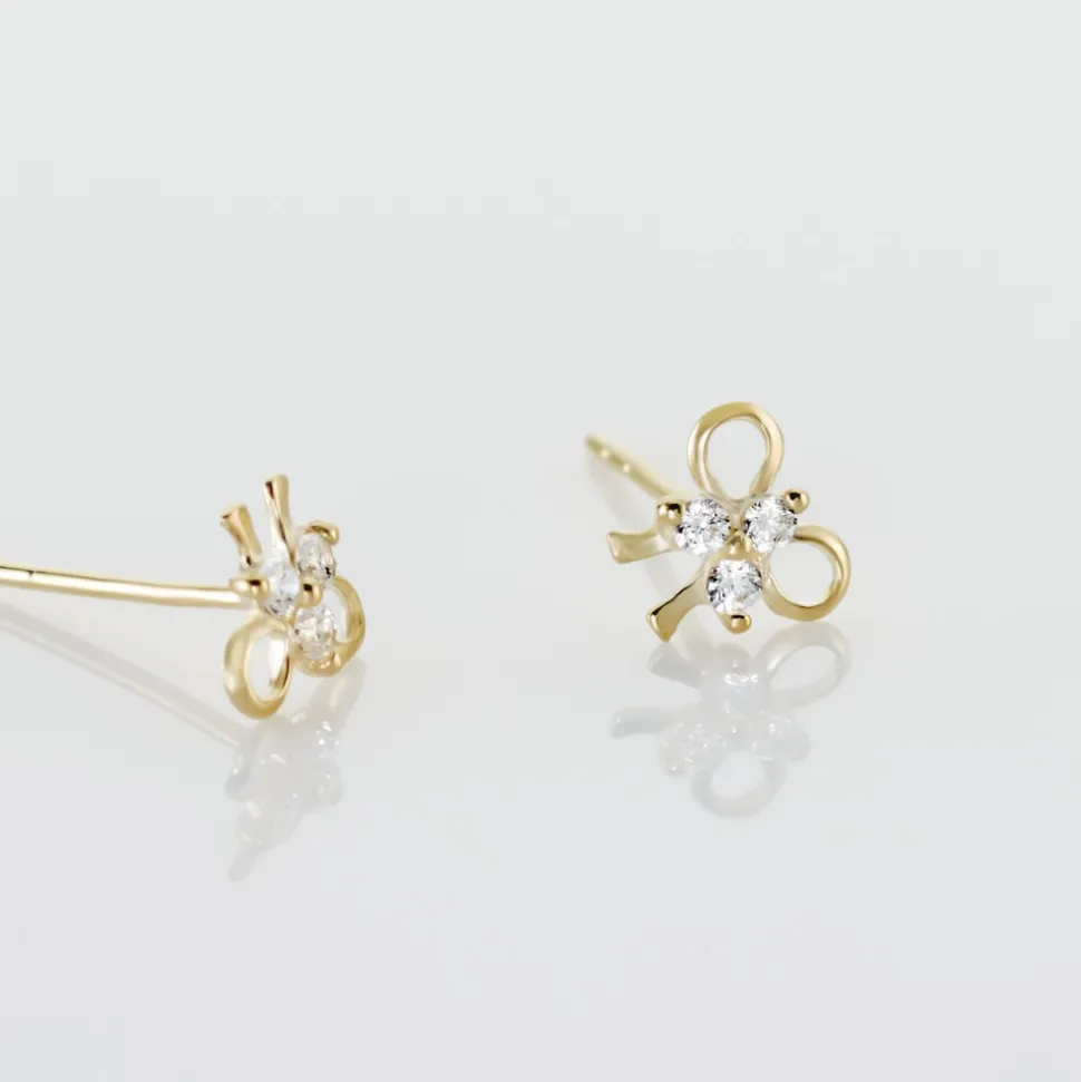 Boucles D'oreilles Puces Darina Noeud Or Jaune Oxyde De Zirconium