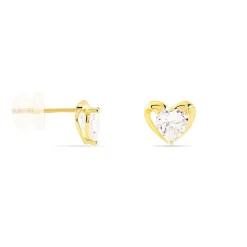 Boucles D'oreilles Puces Daria Coeur Plein Or Jaune Oxyde De Zirconium