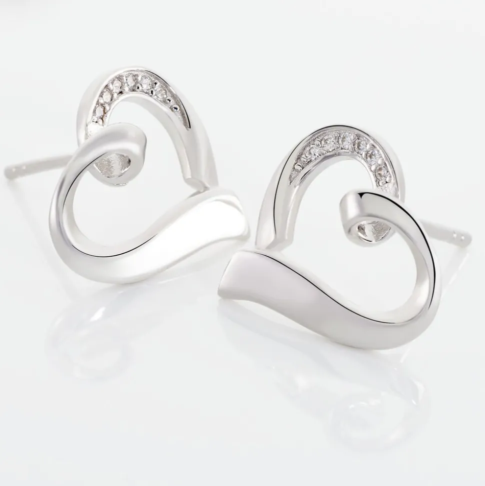 Boucles D'oreilles Puces Daviane Argent Blanc Oxyde De Zirconium