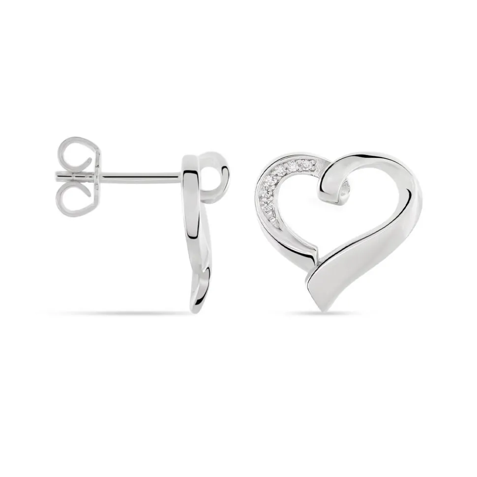 Boucles D'oreilles Puces Daviane Argent Blanc Oxyde De Zirconium
