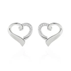 Boucles D'oreilles Puces Daviane Argent Blanc Oxyde De Zirconium