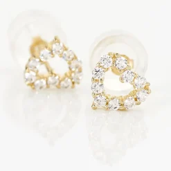 Marc Orian Boucles D'Oreilles Cœur|Boucles D'Oreilles Femme > Boucles D'oreilles Puces Dorcas Coeur Ajoure Or Jaune Oxyde De Zirconium