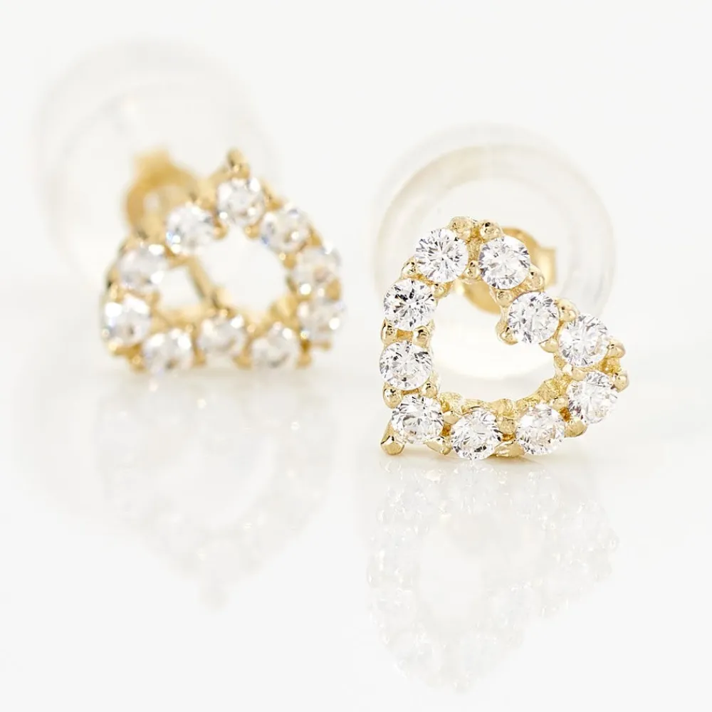 Marc Orian Boucles D'Oreilles Cœur|Boucles D'Oreilles Femme > Boucles D'oreilles Puces Dorcas Coeur Ajoure Or Jaune Oxyde De Zirconium