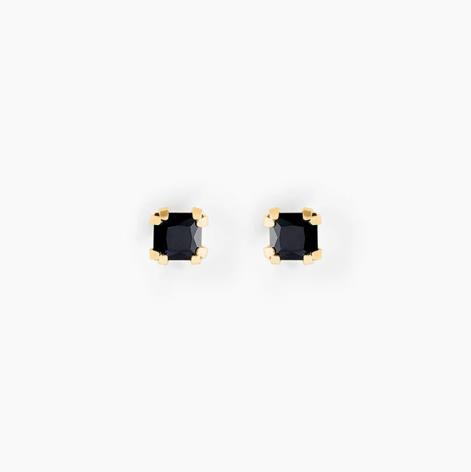 Boucles D'oreilles Puces Doreen Carre Or Jaune Oxyde De Zirconium