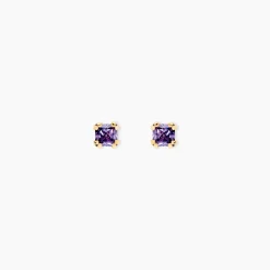Boucles D'oreilles Puces Doreen Carre Or Jaune Oxyde De Zirconium