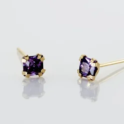 Boucles D'oreilles Puces Doreen Carre Or Jaune Oxyde De Zirconium