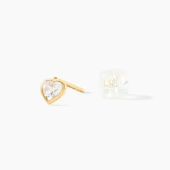 Marc Orian Bijoux Zirconium|Boucles D'Oreilles Cœur > Boucles D'oreilles Puces Dot Coeur Plein Or Jaune Oxyde De Zirconium