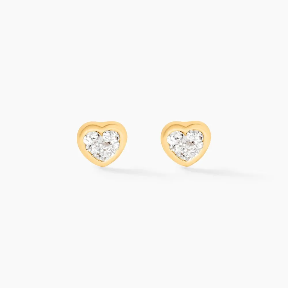 Marc Orian Boucles D'Oreilles Strass|Bijoux Homme > Boucles D'oreilles Puces Edme Cœur Or Jaune Strass