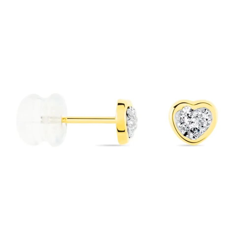 Marc Orian Boucles D'Oreilles Strass|Bijoux Homme > Boucles D'oreilles Puces Edme Cœur Or Jaune Strass