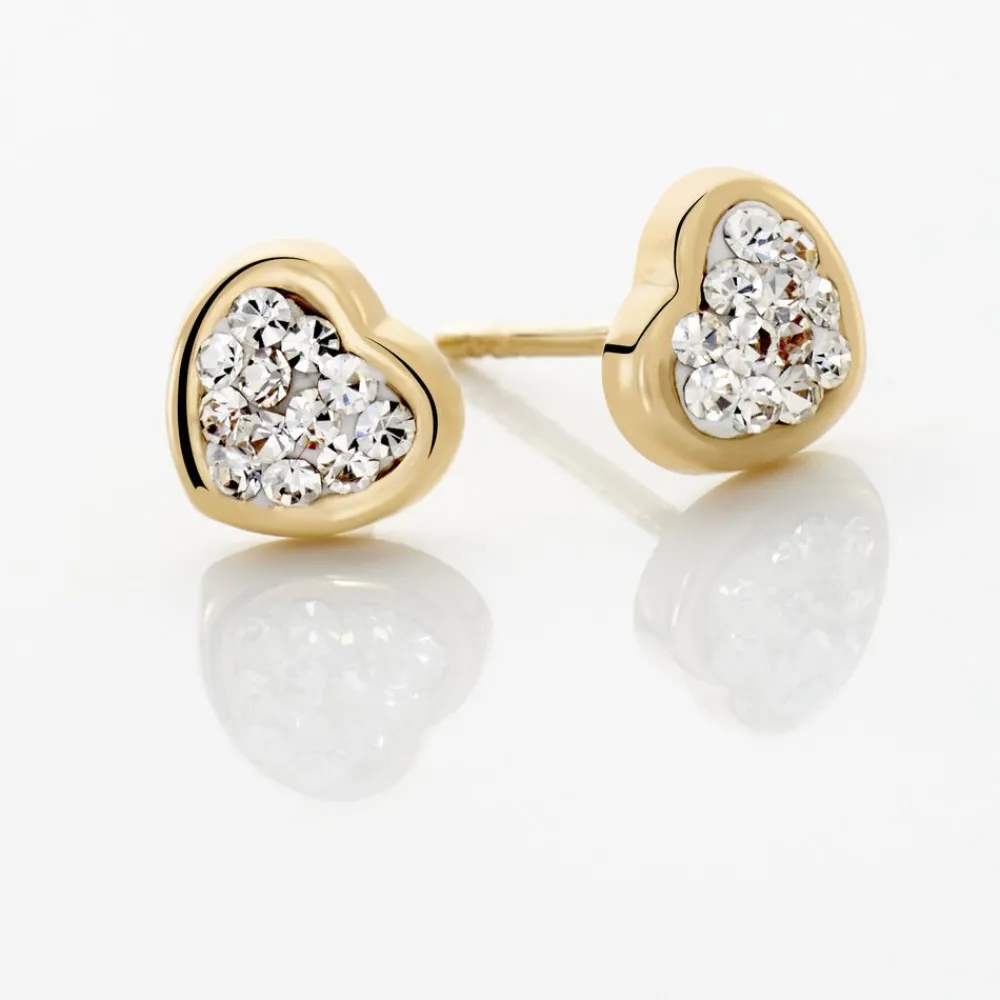Marc Orian Boucles D'Oreilles Strass|Bijoux Homme > Boucles D'oreilles Puces Edme Cœur Or Jaune Strass