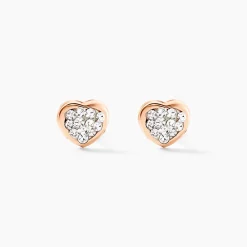 Marc Orian Boucles D'Oreilles Strass|Boucles D'Oreilles Cœur > Boucles D'oreilles Puces Edme Cœur Or Rose Strass