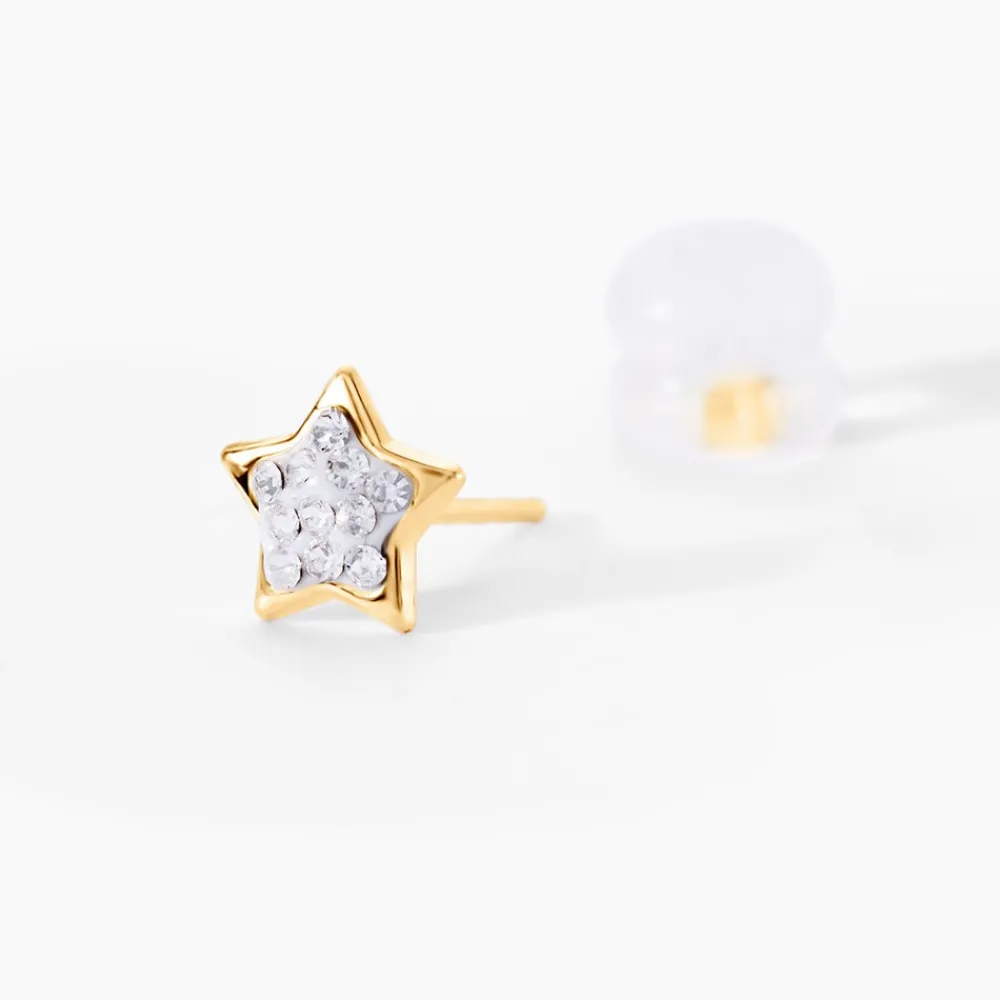 Marc Orian Boucles D'Oreilles Strass|Idées Cadeaux Femme > Boucles D'oreilles Puces Edme Etoile Or Jaune Strass