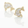 Marc Orian Boucles D'Oreilles Strass|Idées Cadeaux Femme > Boucles D'oreilles Puces Edmee Dauphin Or Jaune Strass