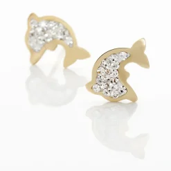 Marc Orian Boucles D'Oreilles Strass|Idées Cadeaux Femme > Boucles D'oreilles Puces Edmee Dauphin Or Jaune Strass