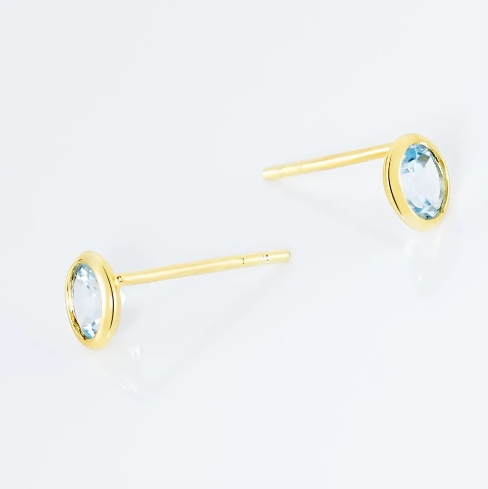 Boucles D'oreilles Puces Edy Serti Clos Or Jaune Topaze