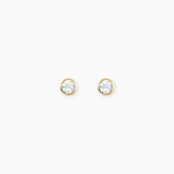 Boucles D'oreilles Puces Edy Serti Clos Or Jaune Topaze