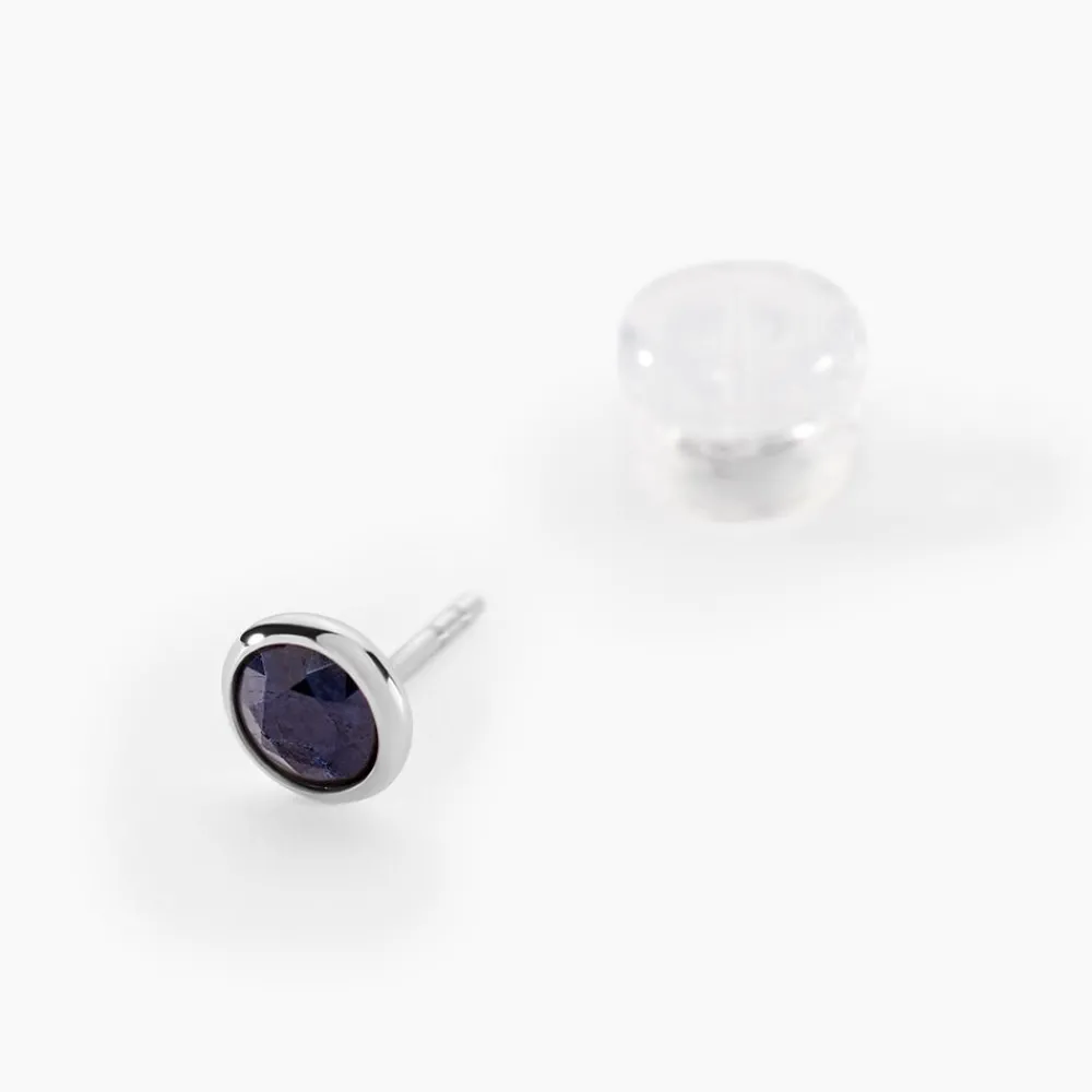 Marc Orian Bijoux Saphir|Boucles D'Oreilles Or > Boucles D'oreilles Puces Edy Serti Clos Or Blanc Saphir