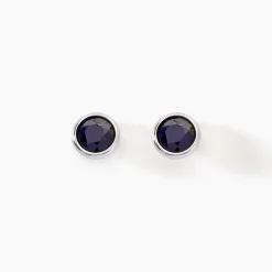 Marc Orian Bijoux Saphir|Boucles D'Oreilles Or > Boucles D'oreilles Puces Edy Serti Clos Or Blanc Saphir
