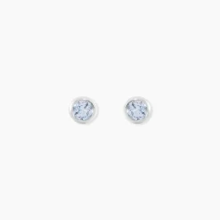 Boucles D'oreilles Puces Edy Serti Clos Or Blanc Topaze