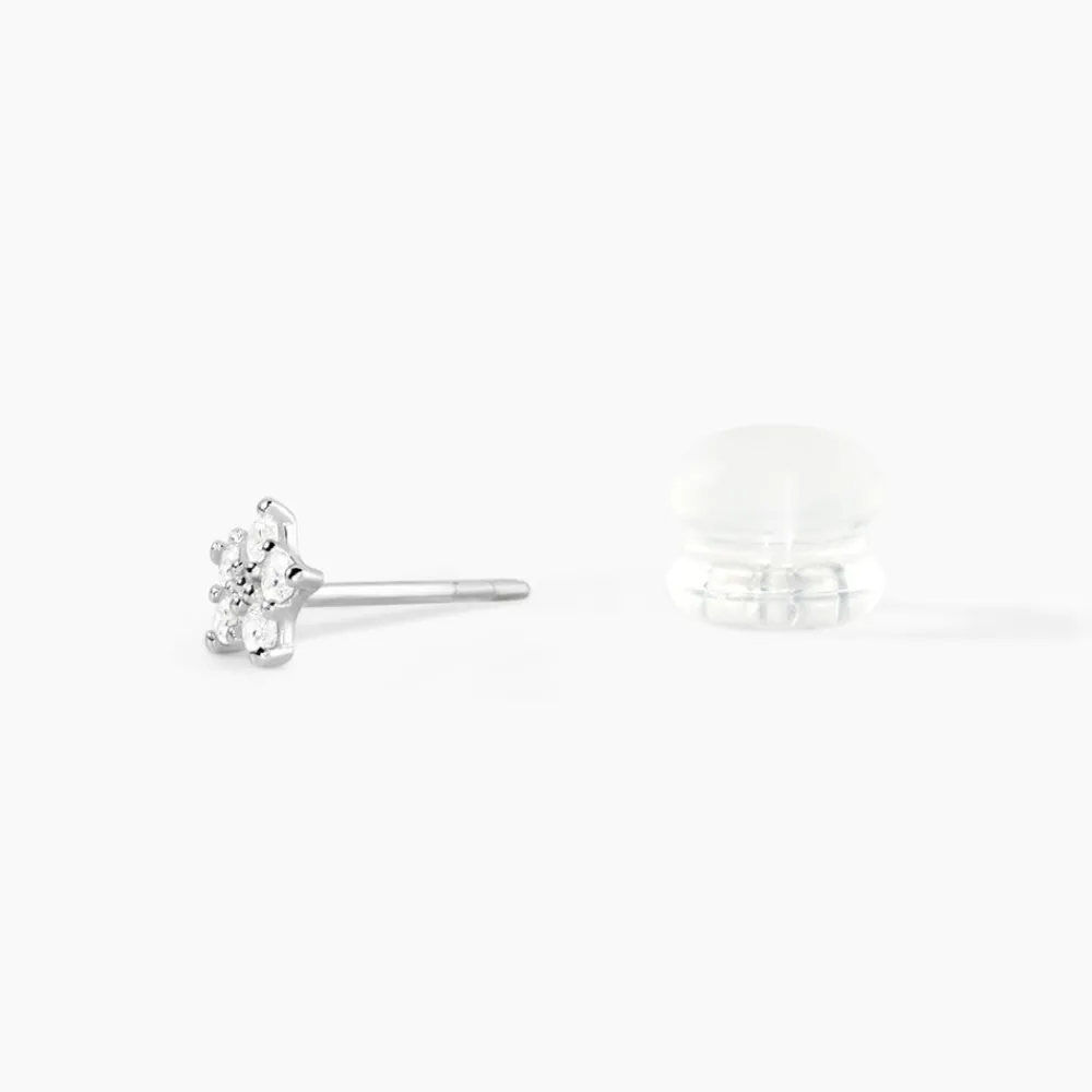 Marc Orian Bijoux Zirconium|Bijoux Homme > Boucles D'oreilles Puces Elais Etoile Or Blanc Oxyde De Zirconium