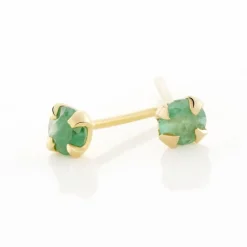 Marc Orian Bijoux Émeraude|Boucles D'Oreilles Or > Boucles D'oreilles Puces Elea Jardin Serti Griffe Or Jaune Emeraude