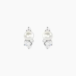 Marc Orian Bijoux Perles|Boucles D'Oreilles Perle > Boucles D'Oreilles Puces Elea Argent Blanc Perle De Culture Oxyde De Zirconium