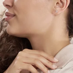 Boucles D'oreilles Puces Elsy Cœur Or Jaune Oxyde De Zirconium