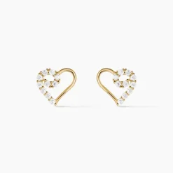 Boucles D'oreilles Puces Elsy Cœur Or Jaune Oxyde De Zirconium