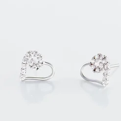 Marc Orian Bijoux Zirconium|Boucles D'Oreilles Cœur > Boucles D'oreilles Puces Eluf Cœur Or Blanc Oxyde De Zirconium