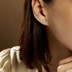 Marc Orian Bijoux Zirconium|Boucles D'Oreilles Cœur > Boucles D'oreilles Puces Eluf Cœur Or Blanc Oxyde De Zirconium