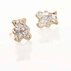 Boucles D'oreilles Puces Emerica Ours 0 Or Jaune Strass