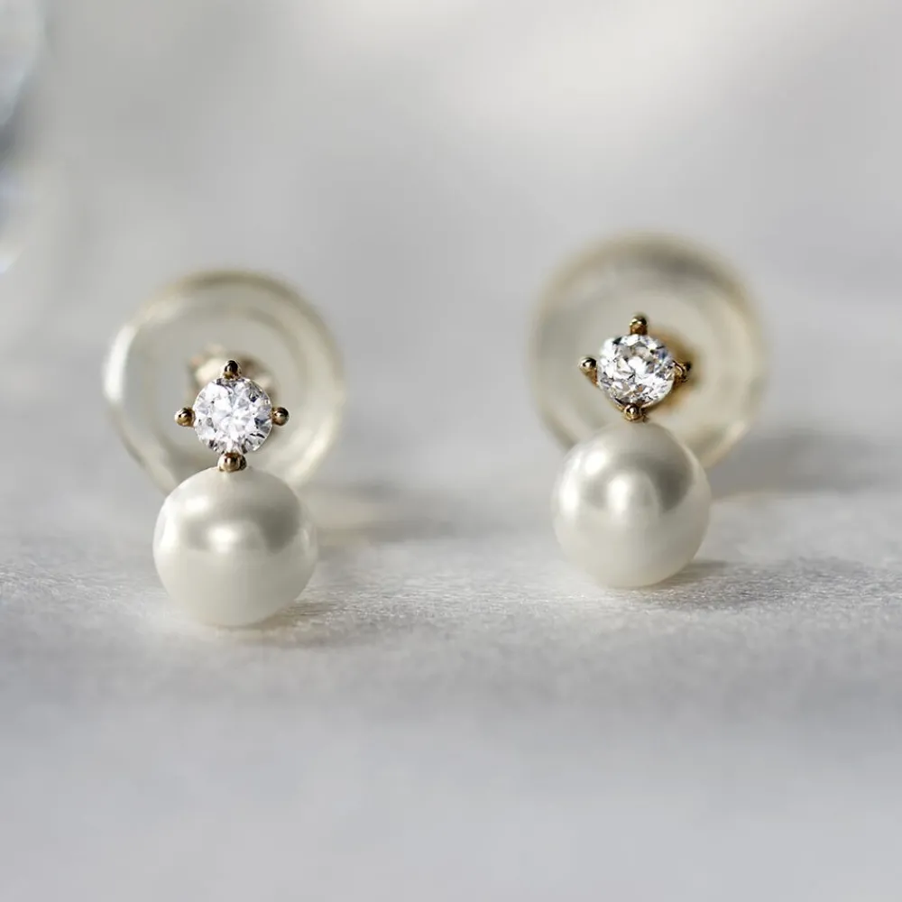Marc Orian Bijoux Perles|Boucles D'Oreilles Perle > Boucles D'oreilles Puces Eolande Or Jaune Perle De Culture