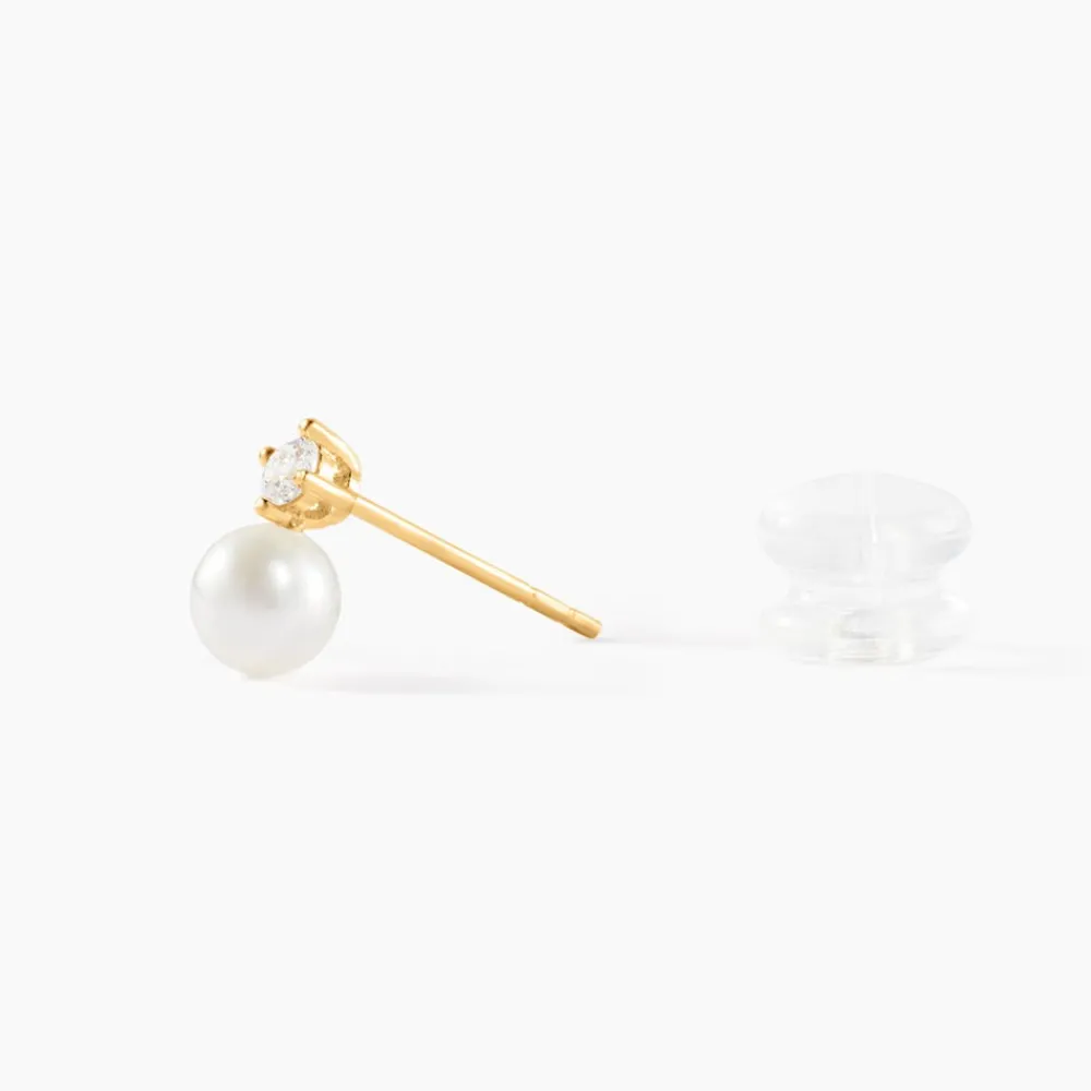 Marc Orian Bijoux Perles|Boucles D'Oreilles Perle > Boucles D'oreilles Puces Eolande Or Jaune Perle De Culture