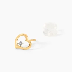 Marc Orian Bijoux Or|Boucles D'Oreilles Cœur > Boucles D'Oreilles Puces Erastus Or Jaune Diamant