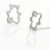 Boucles D'oreilles Puces Eusebia Ours Or Blanc Oxydes