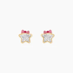 Boucles D'Oreilles Puces Evania Or Jaune Cristal