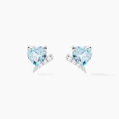 Marc Orian Cadeaux Mariage|Boucles D'Oreilles Cœur > Boucles D'oreilles Puces Eva Or Blanc Topaze Et Oxyde De Zirconium